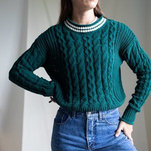 Copper Key green cable knit sweater Small